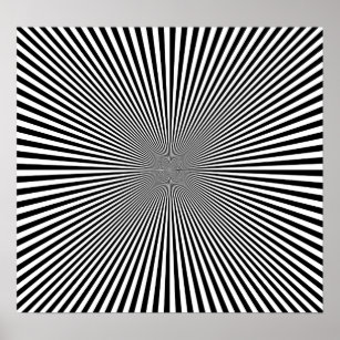B&W Rays Optical Illusion Poster