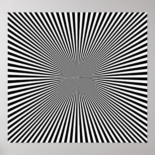 BW Rays Optical Illusion Poster