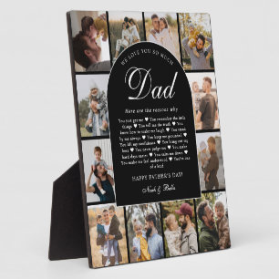 B & W Reasons We Love You Dad Photo Grid Collage Plaque