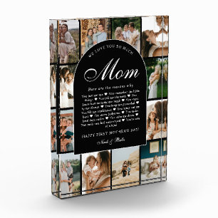 B & W Reasons We Love You Mom Photo Grid Collage Block