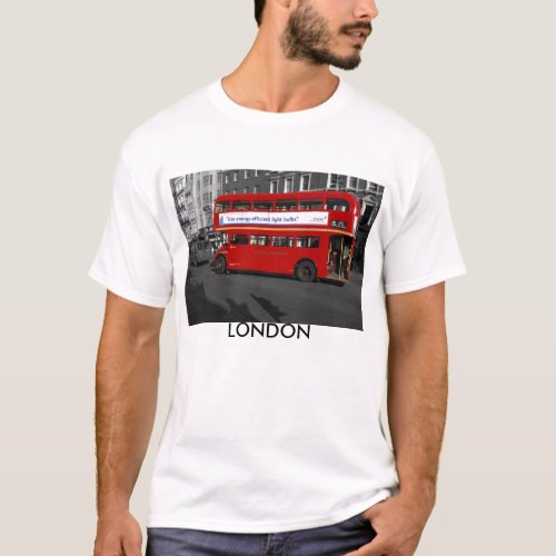 BW Red Tinted London Red Bus T_shirt