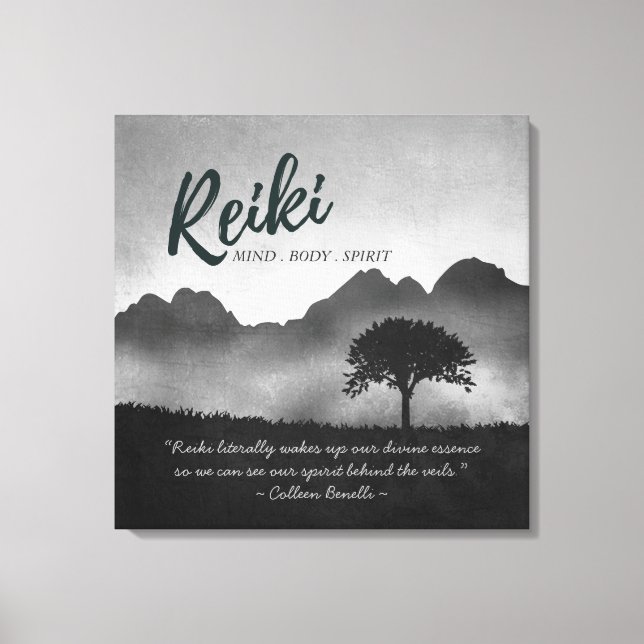 B&W Reiki Master Yoga Mediation instructor Quotes Canvas Print (Front)