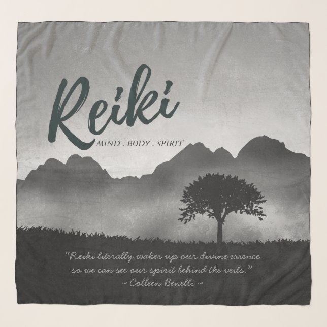 B&W Reiki Master Yoga Mediation instructor Quotes Scarf (Front)