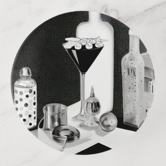 B&W Retro Bar & Martini Trinket Tray