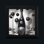 B&W Retro Champagne & Glasses Gift Box<br><div class="desc">B&W Retro Champagne & Glasses</div>