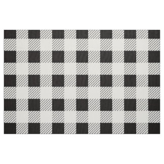 B&W Retro Checkered Pattern Fabric