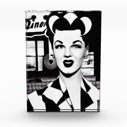 BW Retro Diner Waitress Photo Block