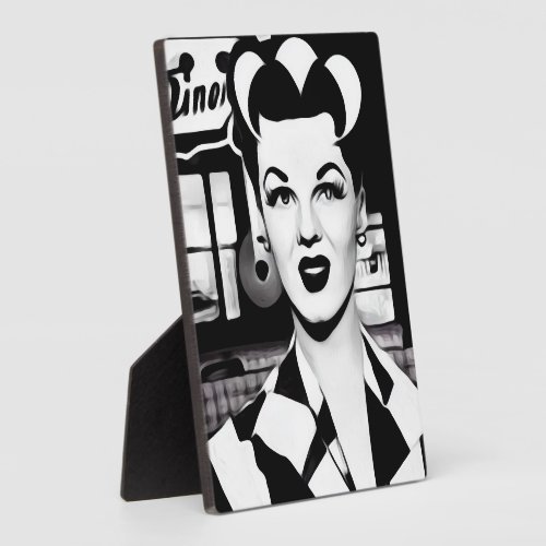 BW Retro Diner Waitress Plaque