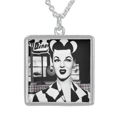 BW Retro Diner Waitress Sterling Silver Necklace