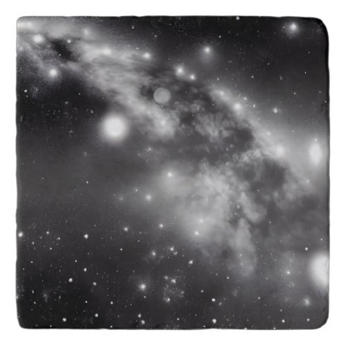 BW Retro Space Nebula Stars Trivet