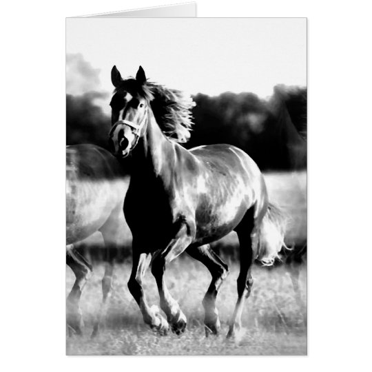 B&W Running Horse Card