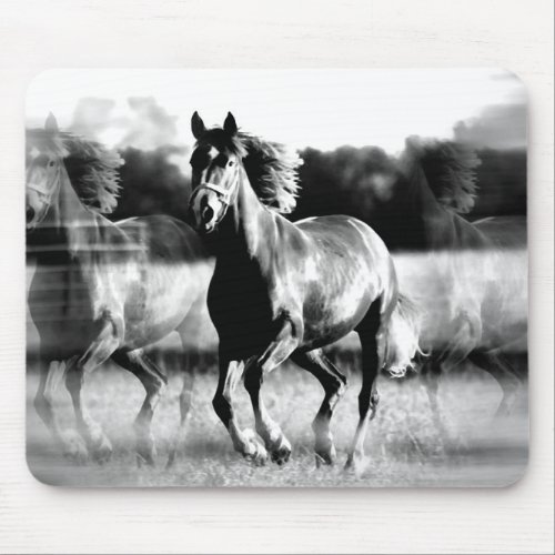 BW Running Horse Mouse Pad