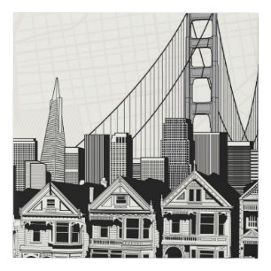 B&W San Francisco California Faux Canvas Print