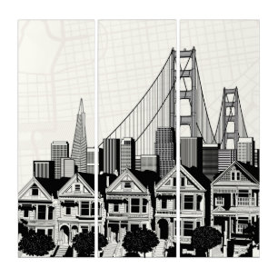 B&W San Francisco California Triptych