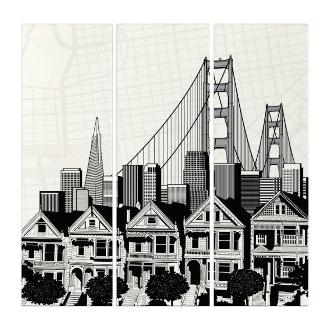 B&W San Francisco California Triptych (Front)