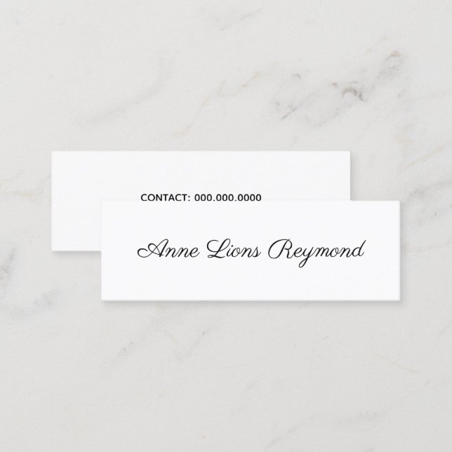 b/w script font style minimal elegant & modern mini business card (Front/Back)