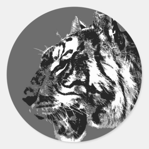 BW Siberian Tiger Classic Round Sticker
