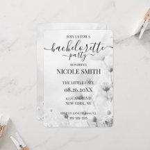 B&W Simple Dainty Flowers Bachelorette Party