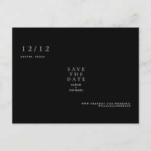 B/W Simple Text Only Wedding Save the Date Postcard