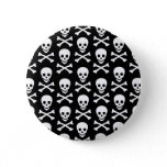 B&W Skull & Bones Pinback Button