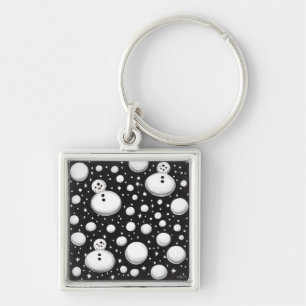 B&W Snowballs & Snowmen Keychain