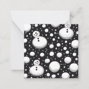 B&W Snowballs & Snowmen Note Card
