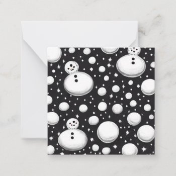B&w Snowballs & Snowmen Note Card by VoXeeD at Zazzle