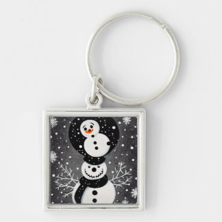 B&W Snowman Balancing Act Keychain