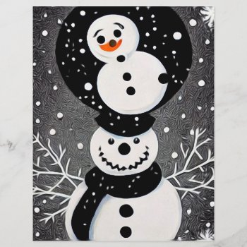 B&w Snowman Balancing Act Letterhead by VoXeeD at Zazzle