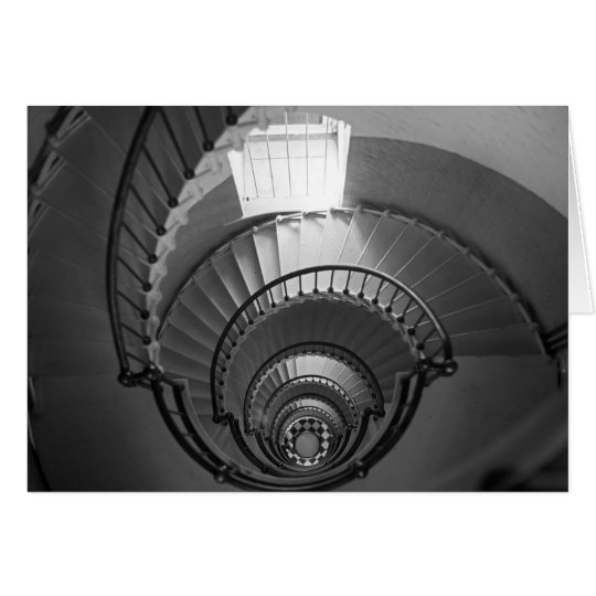 B&W spiral lighthouse staircase Card