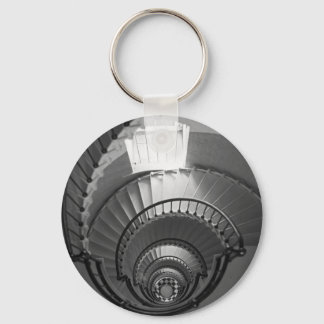 B&W spiral lighthouse staircase Keychain