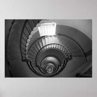 B&W spiral staircase Poster