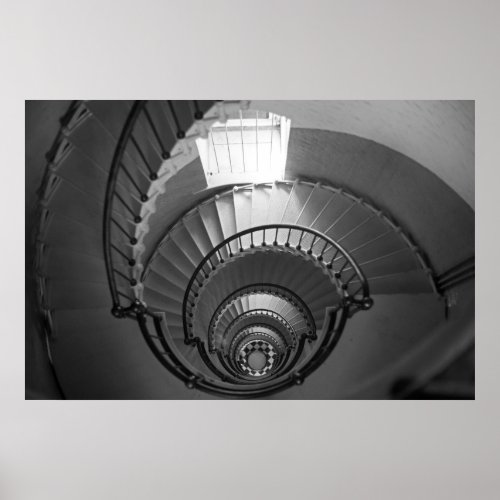 BW spiral staircase Poster