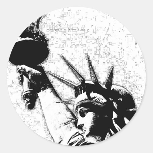 BW Statue of Liberty Classic Round Sticker