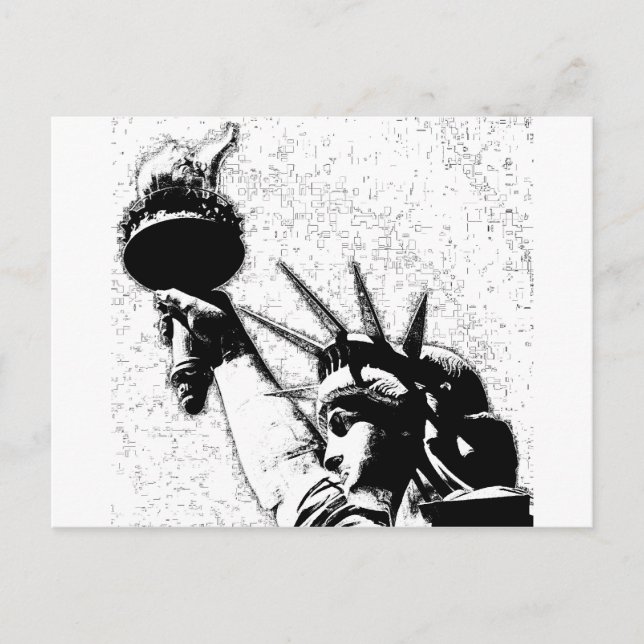 B&W Statue of Liberty Postcard (Front)
