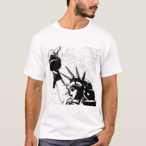 BW Statue of Liberty T_Shirt