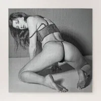 B W Steaming Hot Beautiful Babe Lingerie Model Jigsaw Puzzle Zazzle