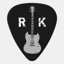 b&w, stylish & cool, name & initials guitar pick b&w, stylish & cool, name & initials guitar pick