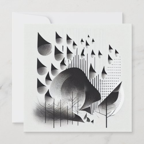 BW Surreal Optical Illusion Abstract Forest Card