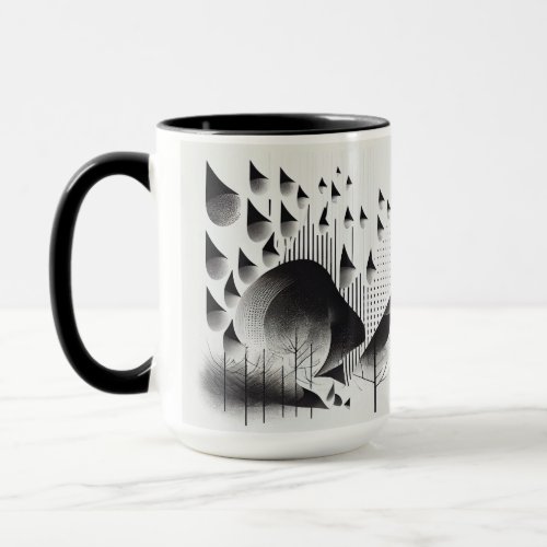 BW Surreal Optical Illusion Abstract Forest Card Mug