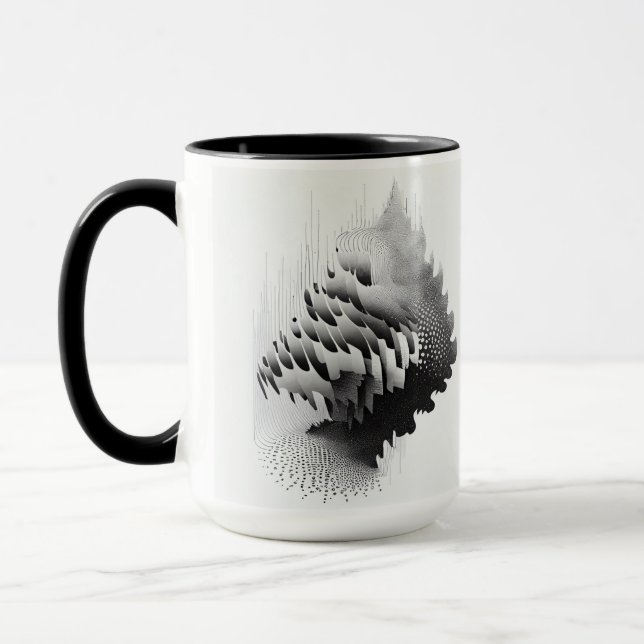 B&W Surreal Optical Illusion Abstract Tree Card Mug (Left)