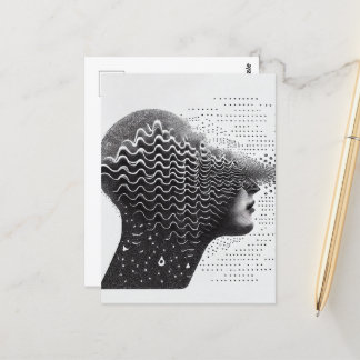 B&W Surreal Optical Illusion Woman’s Face Card