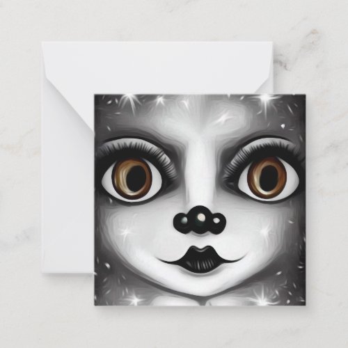 BW Surreal Pop Big Eyes Mime Note Card