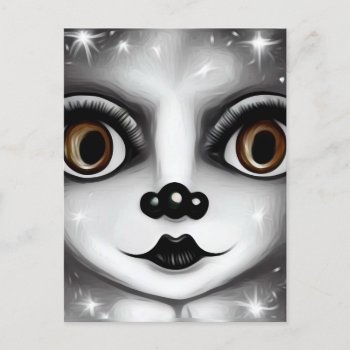B&w Surreal Pop Big Eyes Mime Postcard by VoXeeD at Zazzle