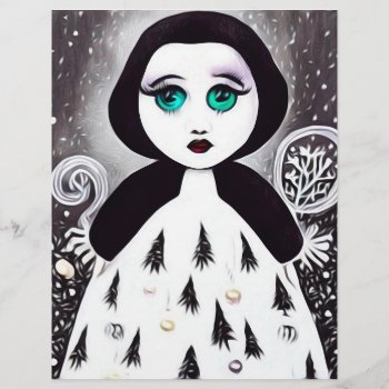 B&w Surreal Pop Xmas Tree Dress Doll Letterhead by VoXeeD at Zazzle