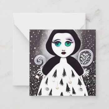 B&w Surreal Pop Xmas Tree Dress Doll Note Card by VoXeeD at Zazzle