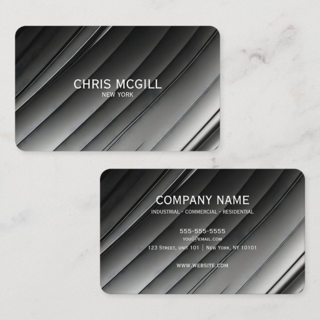 B&W Swipe Background Business Card (Front/Back)