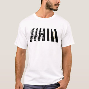 B & W Three Coffee Makers Striped Coffee T-Shirt