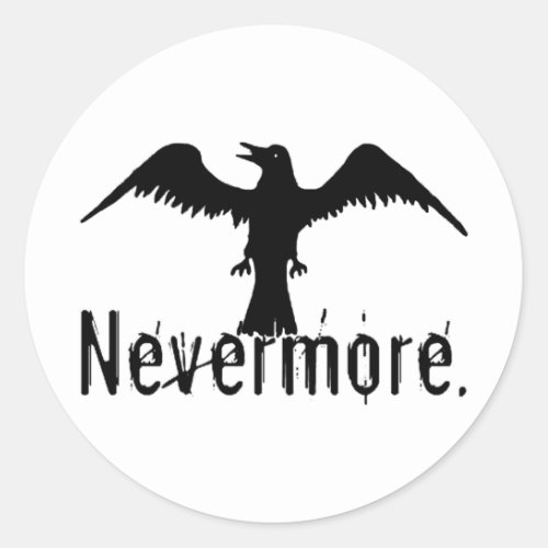 BW Tribal Raven Nevermore Classic Round Sticker