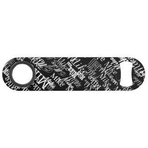 b&w typography personalized with name bar key